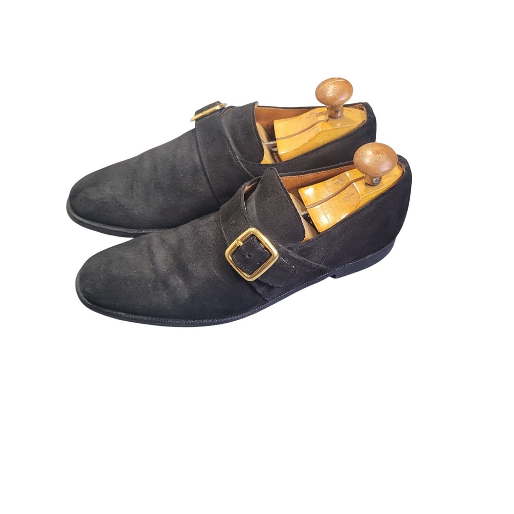 Church's Monk Strap Loafers7 Mens 10 Black Suede Single Buckle Made in England